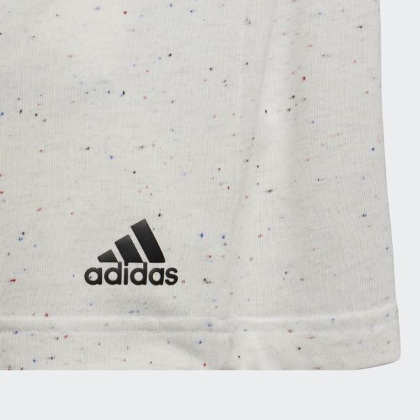 Adidas Future Icons T-shirt Ample En Coton à 3 Bandes Blanc Chiné