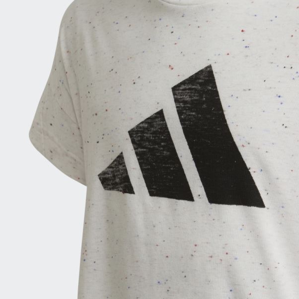 Adidas Future Icons T-shirt Ample En Coton à 3 Bandes Blanc Chiné