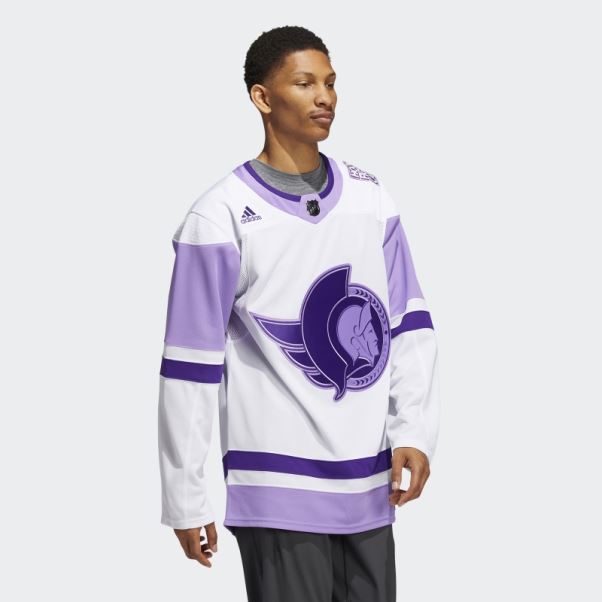 Adidas Maillot Blanc Sénateurs Hockey Lutte Contre Le Cancer
