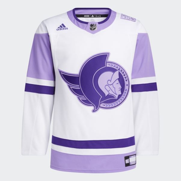 Adidas Maillot Blanc Sénateurs Hockey Lutte Contre Le Cancer