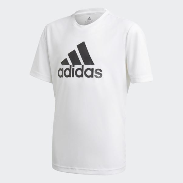 Adidas Aeroready Conçu Pour Déplacer Le T-shirt à Gros Logo Blanc