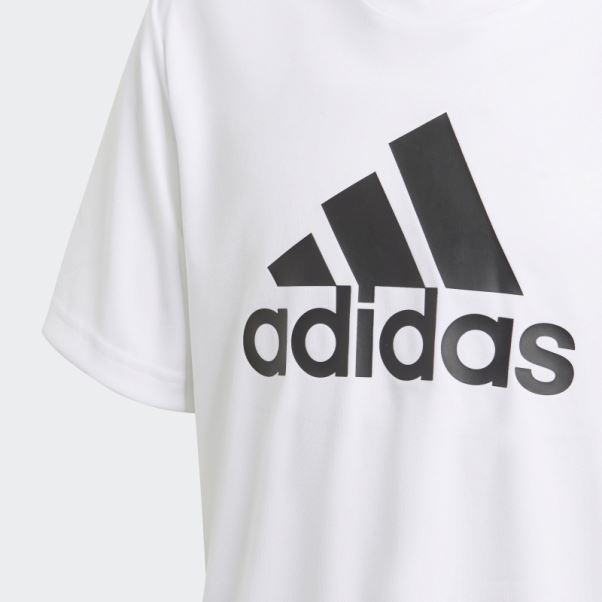 Adidas Aeroready Conçu Pour Déplacer Le T-shirt à Gros Logo Blanc