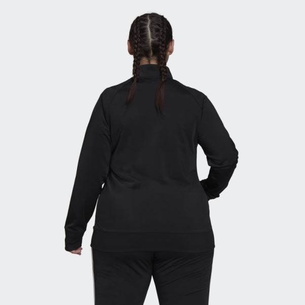 Noir Veste De Survêtement Adidas Essentials Warm-up Tricot Slim 3-stripes (grande Taille)
