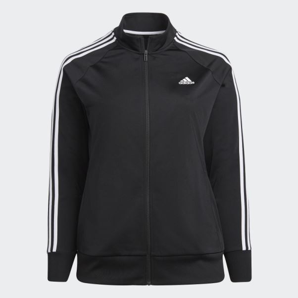 Noir Veste De Survêtement Adidas Essentials Warm-up Tricot Slim 3-stripes (grande Taille)