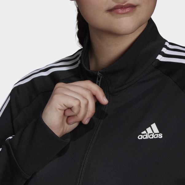 Noir Veste De Survêtement Adidas Essentials Warm-up Tricot Slim 3-stripes (grande Taille)