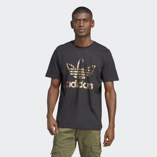 Tee Shirt Chaines Dorées Noir - 50 Ans De Trèfle Adidas
