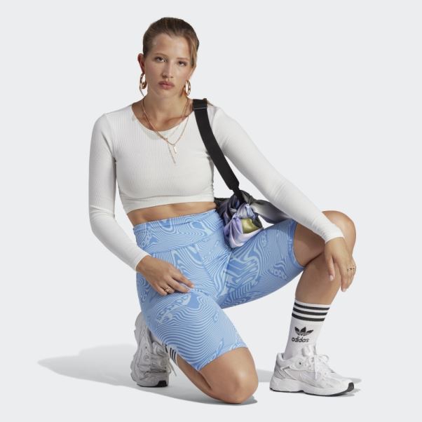 Short Cycliste Imprimé Marbré Sky Adidas