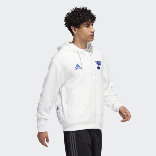 Adidas Blues 22 Nhl No-dye 1/4 Zip Hoodie (genre Neutre) Non Teint