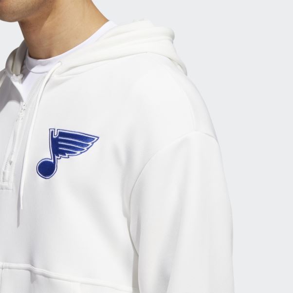 Adidas Blues 22 Nhl No-dye 1/4 Zip Hoodie (genre Neutre) Non Teint