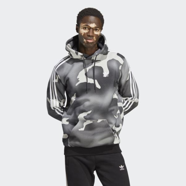 Sweat à Capuche Imprimé Camouflage Graphique Noir Adidas