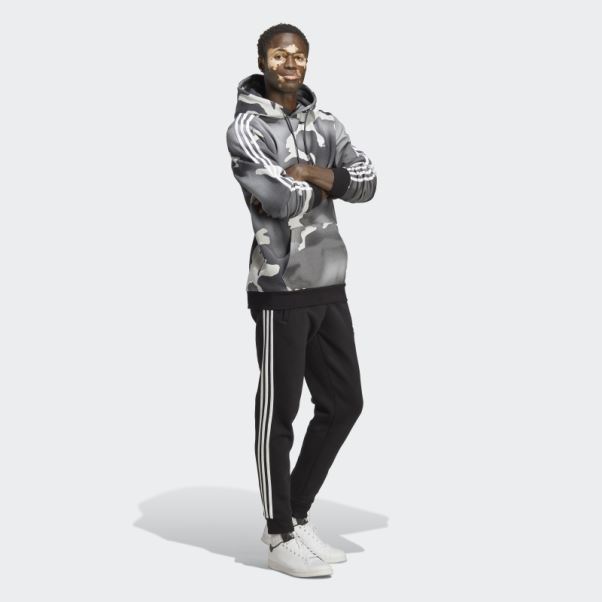 Sweat à Capuche Imprimé Camouflage Graphique Noir Adidas