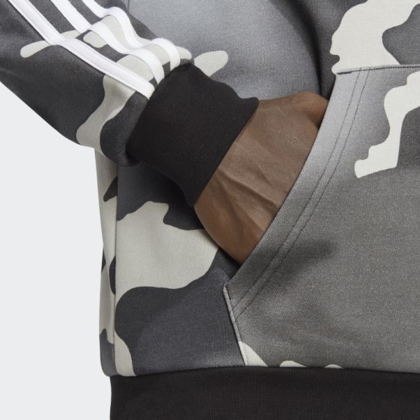 Sweat à Capuche Imprimé Camouflage Graphique Noir Adidas