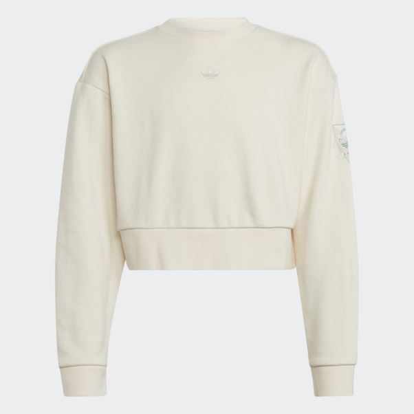 Sweat Ras Du Cou Blanc Imprimé Graphique Adidas
