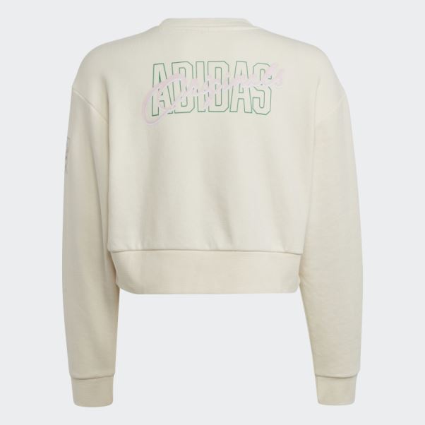 Sweat Ras Du Cou Blanc Imprimé Graphique Adidas