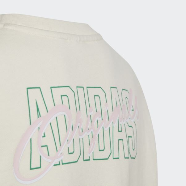 Sweat Ras Du Cou Blanc Imprimé Graphique Adidas