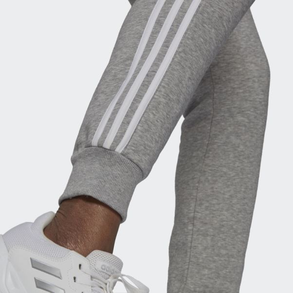 Adidas Pantalon Gris Moyen En Polaire à 3 Bandes