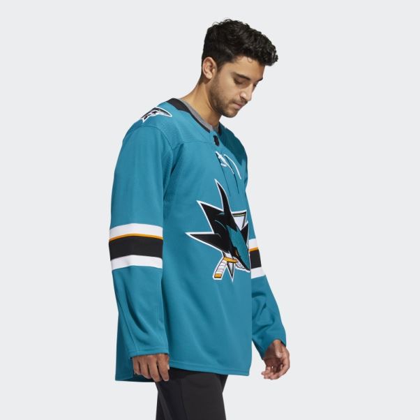 Maillot Adidas Sharks Domicile Authentique Bleu Turquoise