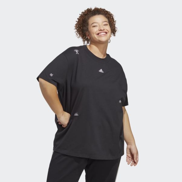 T-shirt Boyfriend Avec Graphismes Inspirés Des Cristaux De Guérison (taille Plus) Noir Adidas