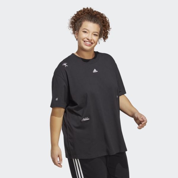 T-shirt Boyfriend Avec Graphismes Inspirés Des Cristaux De Guérison (taille Plus) Noir Adidas