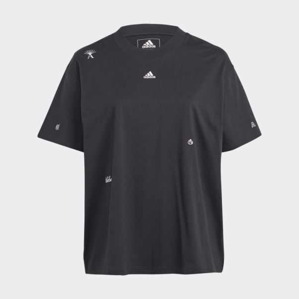 T-shirt Boyfriend Avec Graphismes Inspirés Des Cristaux De Guérison (taille Plus) Noir Adidas