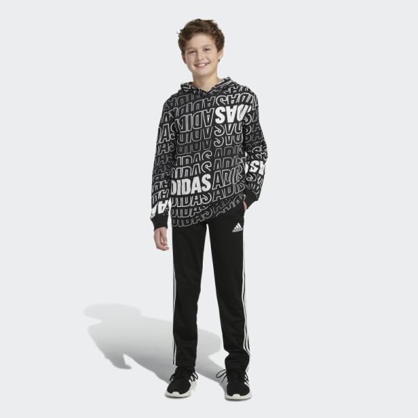 T-shirt Noir à Capuche Et Manches Longues Imprimé Adidas