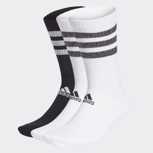 Chaussettes De Sport Matelassées Blanches Adidas Glam 3-stripes 3 Paires