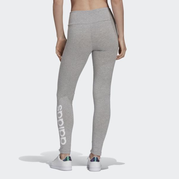 Adidas Loungewear Essentials Legging Taille Haute Logo Gris Moyen