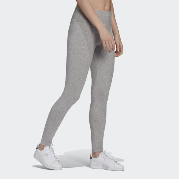 Adidas Loungewear Essentials Legging Taille Haute Logo Gris Moyen