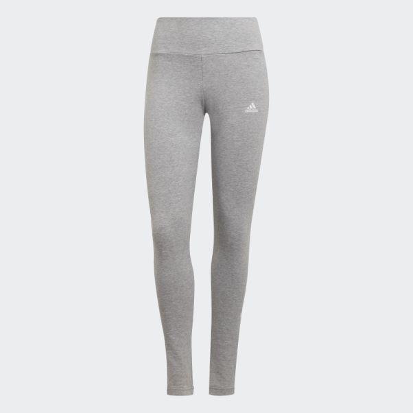 Adidas Loungewear Essentials Legging Taille Haute Logo Gris Moyen