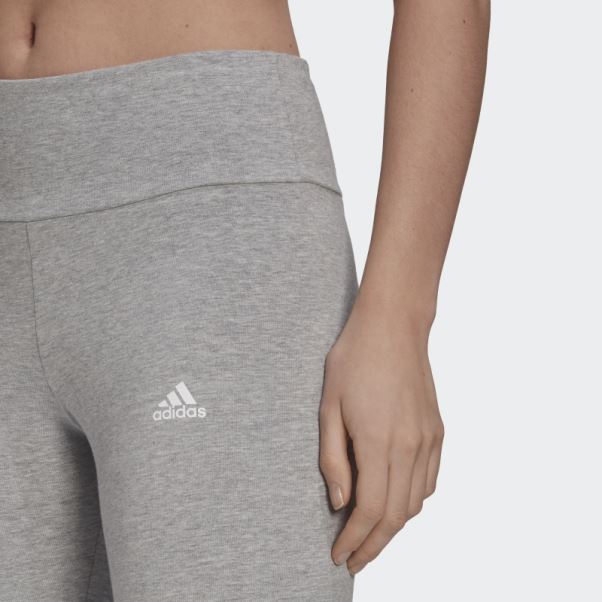 Adidas Loungewear Essentials Legging Taille Haute Logo Gris Moyen