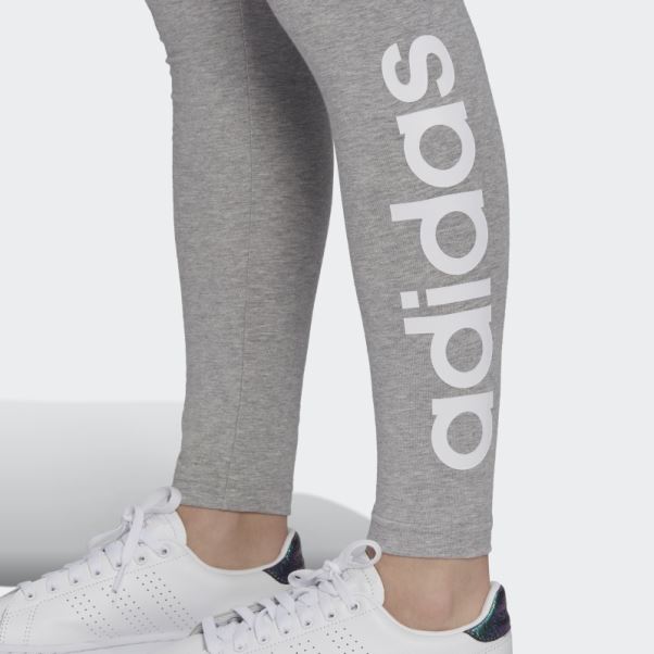 Adidas Loungewear Essentials Legging Taille Haute Logo Gris Moyen