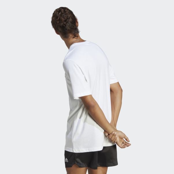 T-shirt Adidas Essentials Blanc En Jersey Simple Avec Petit Logo Brodé