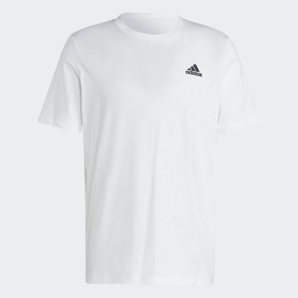 T-shirt Adidas Essentials Blanc En Jersey Simple Avec Petit Logo Brodé