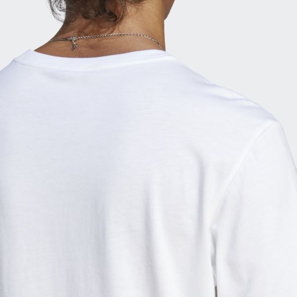 T-shirt Adidas Essentials Blanc En Jersey Simple Avec Petit Logo Brodé