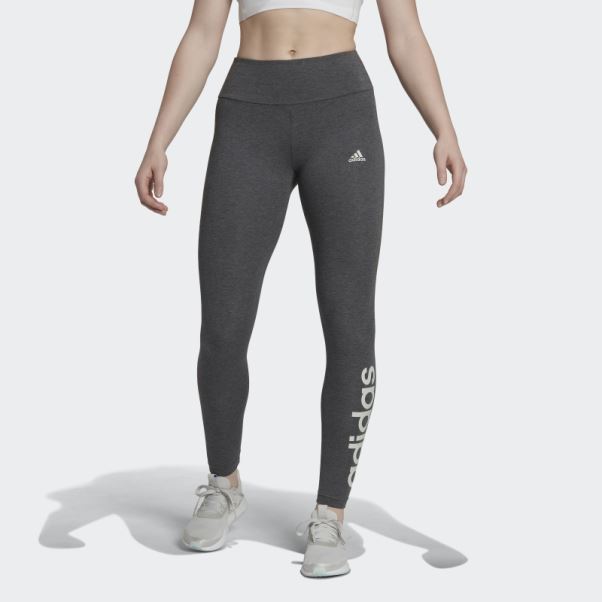 Legging Taille Haute Logo Essentials Chiné Gris Foncé Adidas