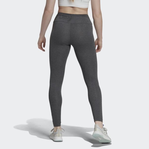Legging Taille Haute Logo Essentials Chiné Gris Foncé Adidas