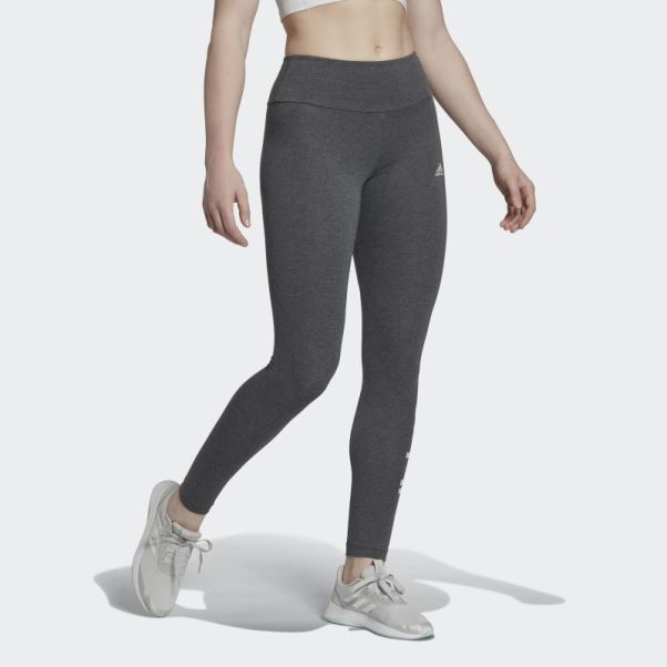 Legging Taille Haute Logo Essentials Chiné Gris Foncé Adidas