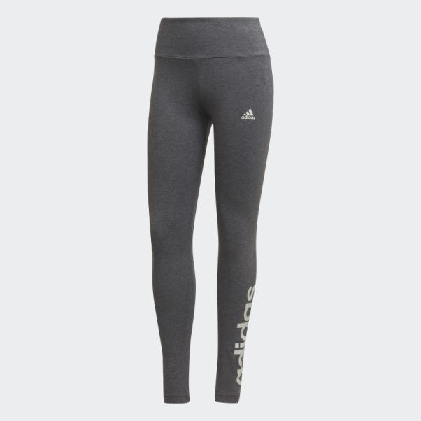 Legging Taille Haute Logo Essentials Chiné Gris Foncé Adidas