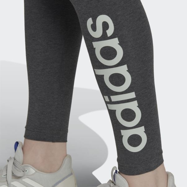 Legging Taille Haute Logo Essentials Chiné Gris Foncé Adidas