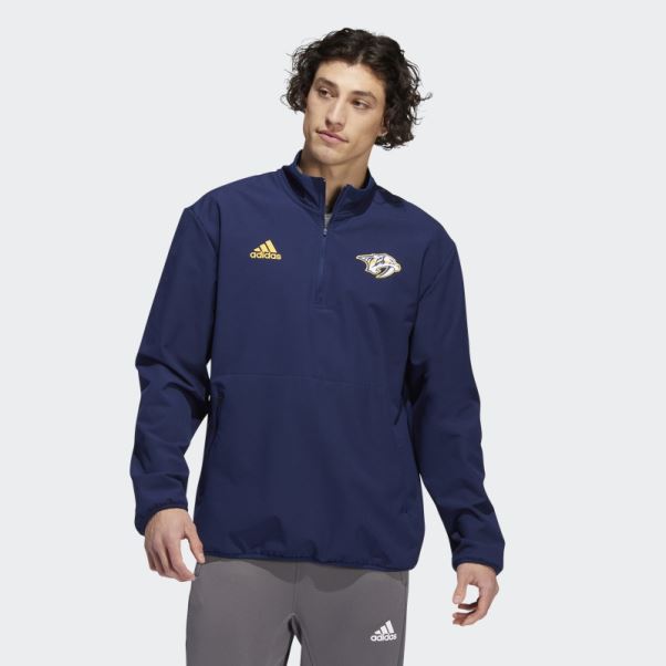 Bleu Marine Adidas Prédateurs 22 Nhl 1/4-zip Veste