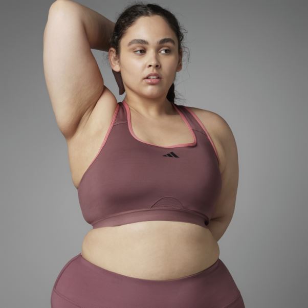 Soutien-gorge De Yoga à Maintien Moyen Adidas Authentique Balance (taille Plus) Bordeaux
