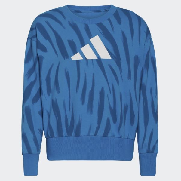 Sweat Ras Du Cou Adidas Logo Rush Bleu