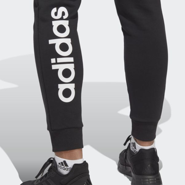 Pantalon à Revers En Molleton Adidas Essentials Linear Noir
