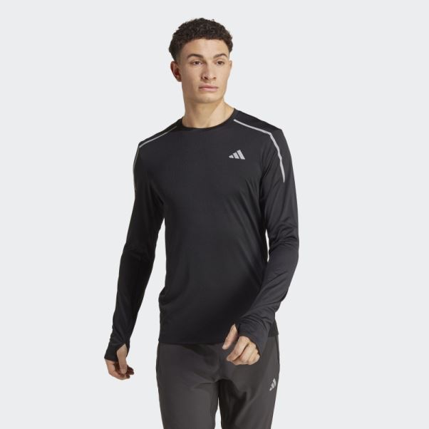 T-shirt De Course à Manches Longues Adidas Fast Noir