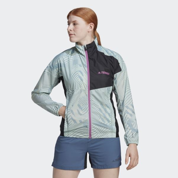 Coupe-vent Imprimé Adidas Terrex Trail Running Vert