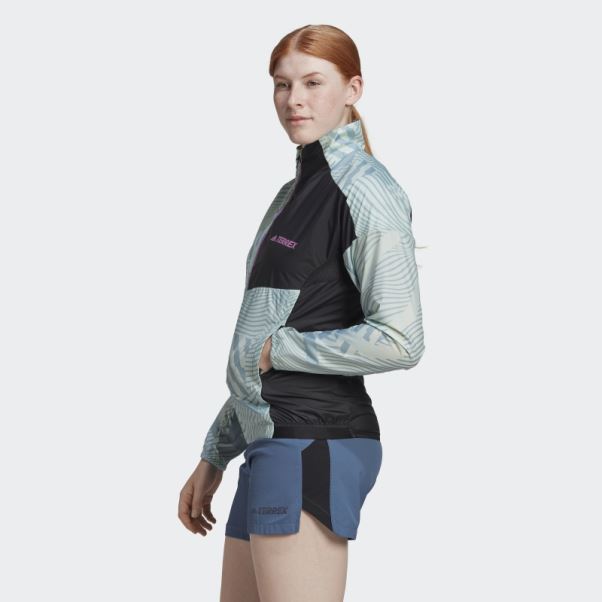 Coupe-vent Imprimé Adidas Terrex Trail Running Vert