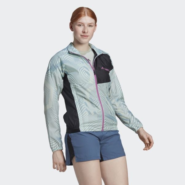 Coupe-vent Imprimé Adidas Terrex Trail Running Vert