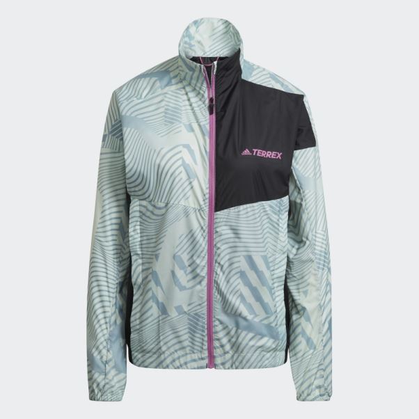 Coupe-vent Imprimé Adidas Terrex Trail Running Vert