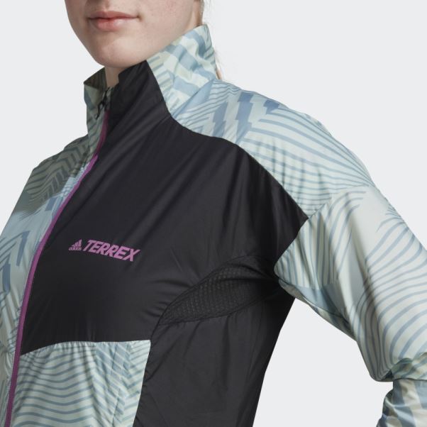 Coupe-vent Imprimé Adidas Terrex Trail Running Vert