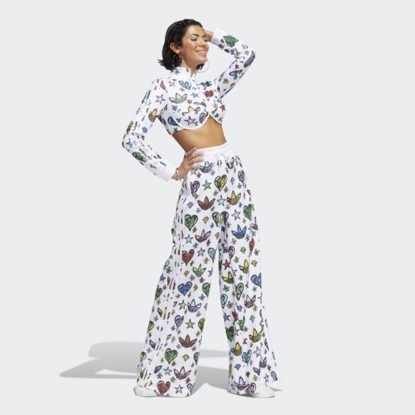Adidas Jeremy Scott Crop Top à Monogramme Blanc